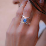 Rainbow Labradorite  Double Band Ring ~ Sterling Silver 925 ~  MR004 - Maresia Jewelry