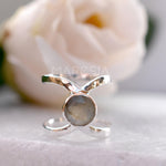 Rainbow Labradorite  Double Band Ring ~ Sterling Silver 925 ~  MR004 - Maresia Jewelry