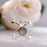 Rainbow Labradorite  Double Band Ring ~ Sterling Silver 925 ~  MR004 - Maresia Jewelry