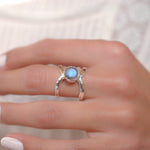 Rainbow Labradorite  Double Band Ring ~ Sterling Silver 925 ~  MR004 - Maresia Jewelry
