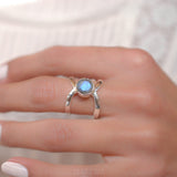 Rainbow Labradorite  Double Band Ring ~ Sterling Silver 925 ~  MR004 - Maresia Jewelry