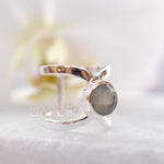 Rainbow Labradorite  Double Band Ring ~ Sterling Silver 925 ~  MR004 - Maresia Jewelry