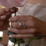 Rainbow Labradorite  Double Band Ring ~ Sterling Silver 925 ~  MR004 - Maresia Jewelry