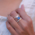 Rainbow Labradorite  Double Band Ring ~ Sterling Silver 925 ~  MR004 - Maresia Jewelry