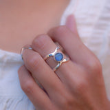 Rainbow Labradorite  Double Band Ring ~ Sterling Silver 925 ~  MR004 - Maresia Jewelry