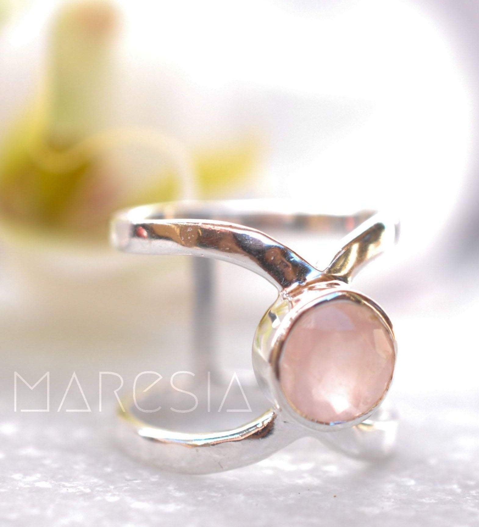 Rose Quartz Ring ~Sterling Silver 925 ~ MR005 - Maresia Jewelry