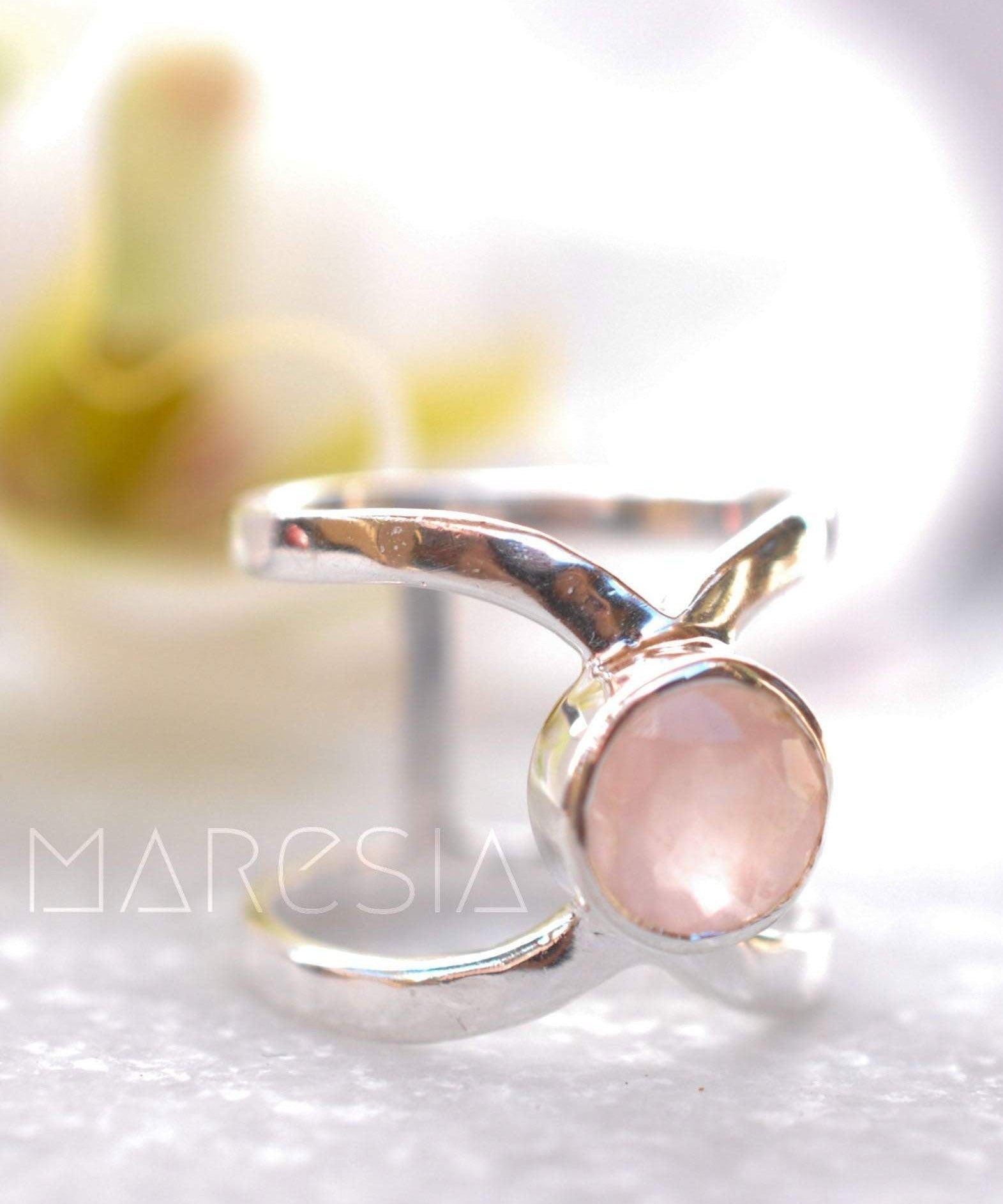 Rose Quartz Ring ~Sterling Silver 925 ~ MR005 - Maresia Jewelry