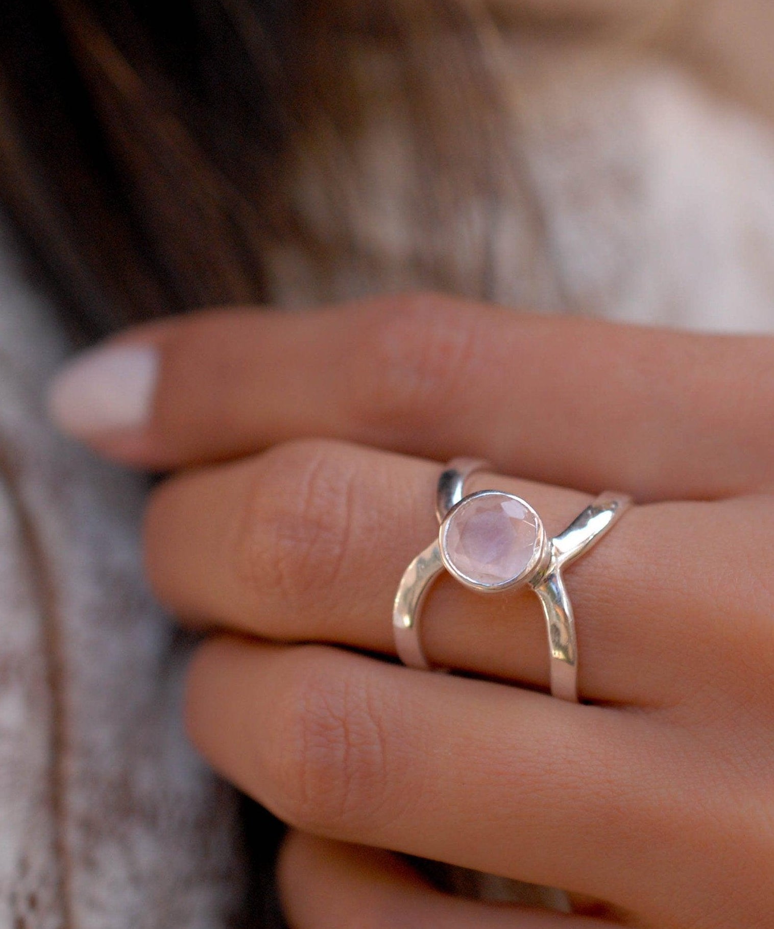 Rose Quartz Ring ~Sterling Silver 925 ~ MR005 - Maresia Jewelry