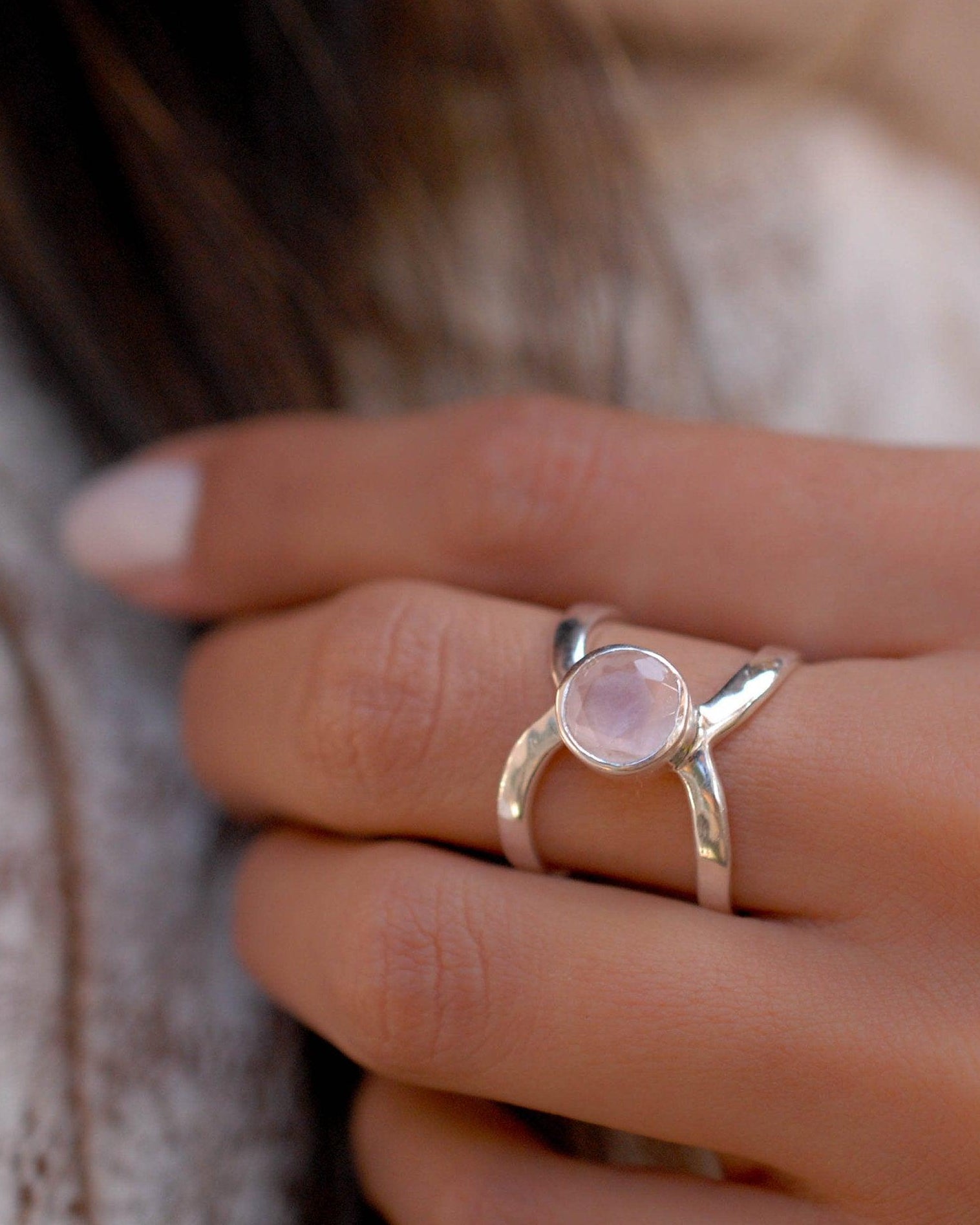 Rose Quartz Ring ~Sterling Silver 925 ~ MR005 - Maresia Jewelry
