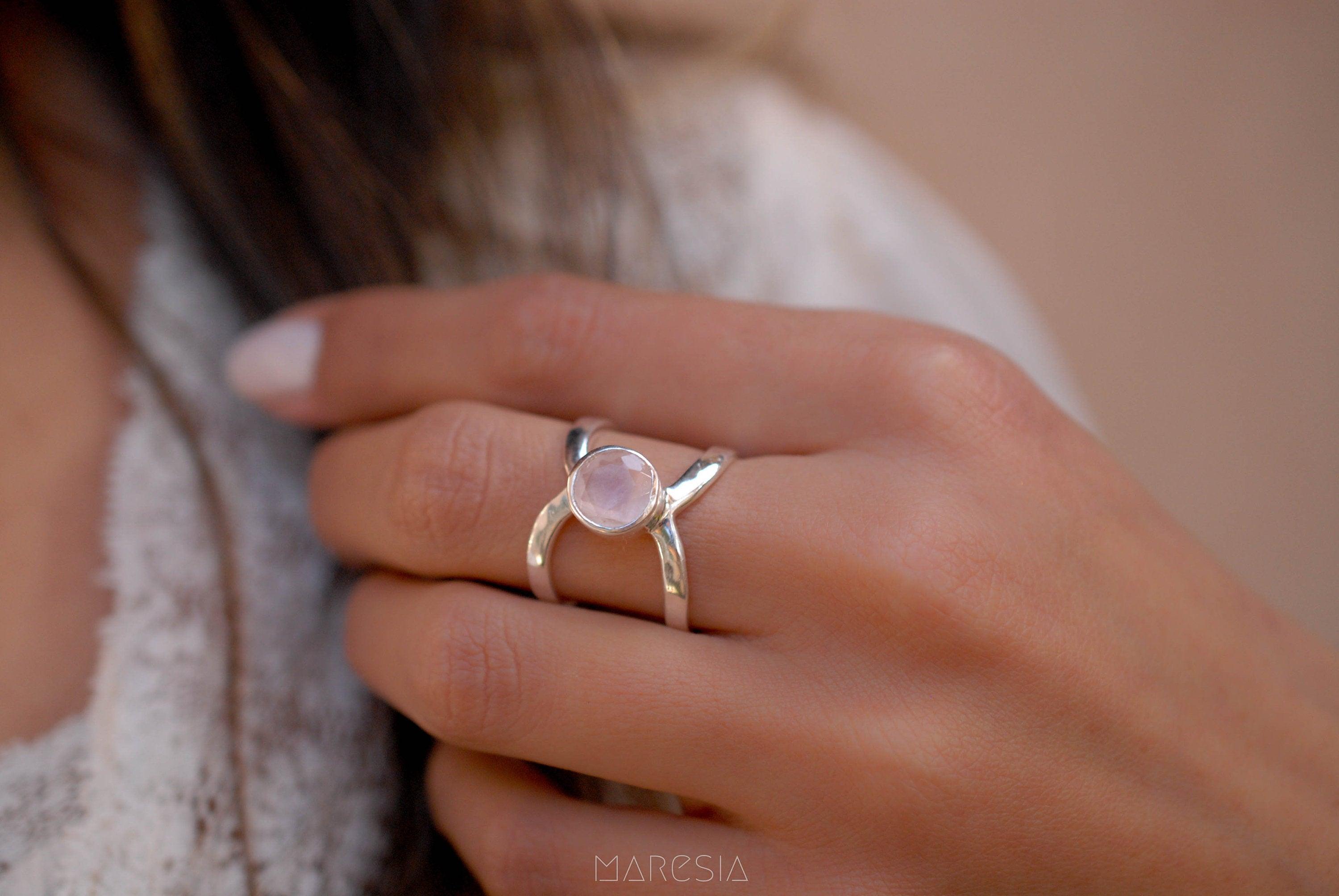 Rose Quartz Ring ~Sterling Silver 925 ~ MR005 - Maresia Jewelry
