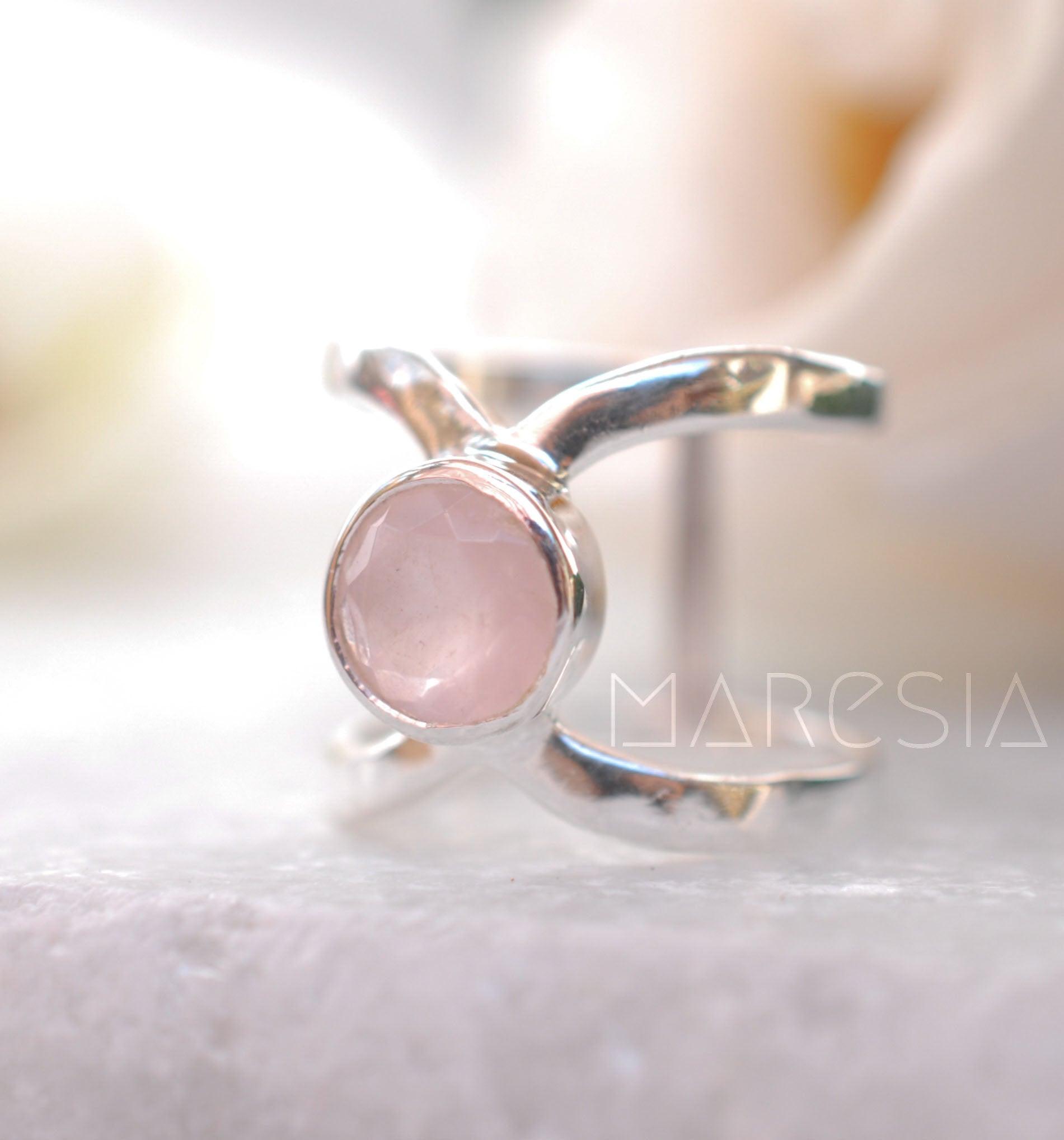 Rose Quartz Ring ~Sterling Silver 925 ~ MR005 - Maresia Jewelry