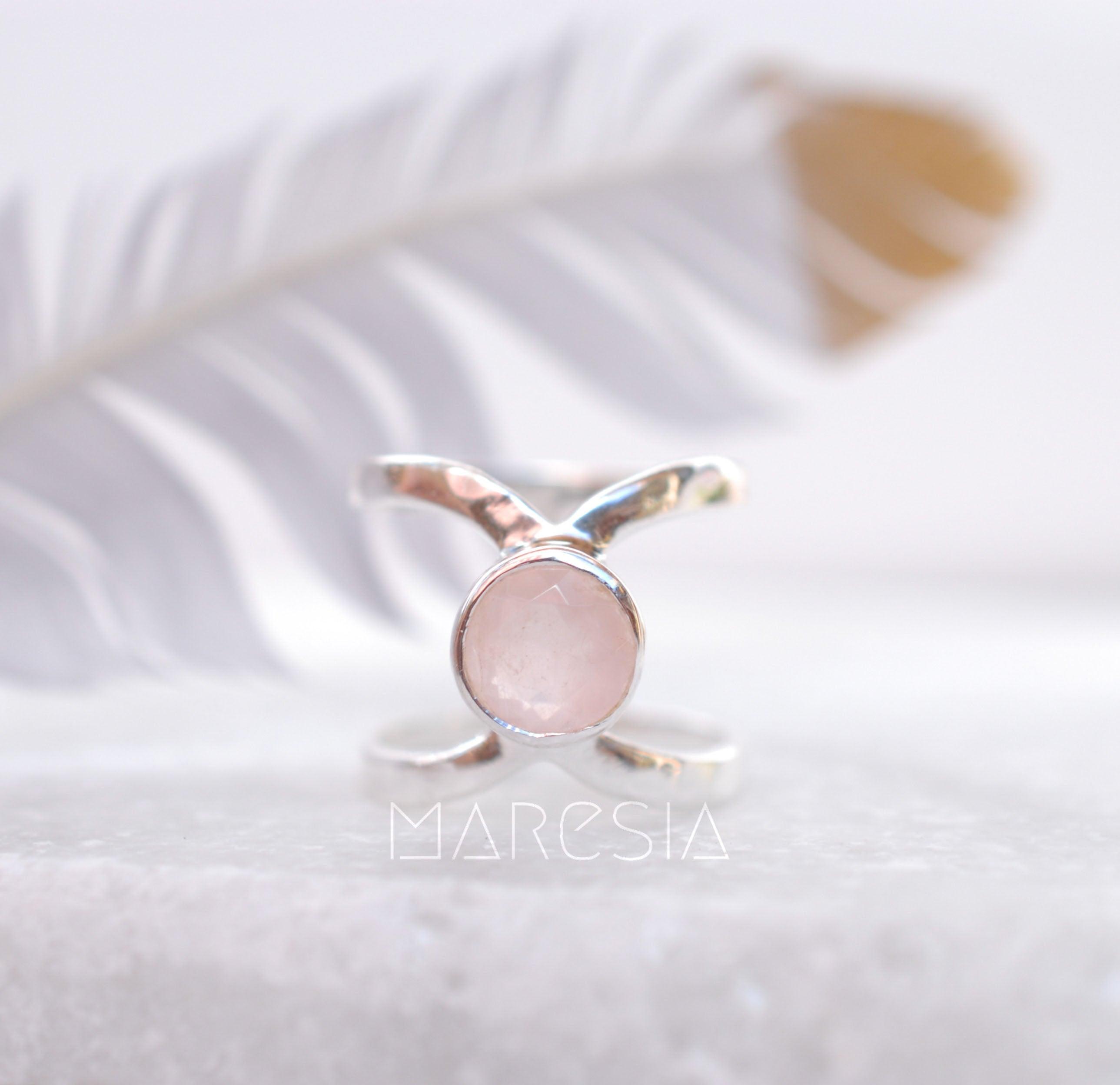 Rose Quartz Ring ~Sterling Silver 925 ~ MR005 - Maresia Jewelry