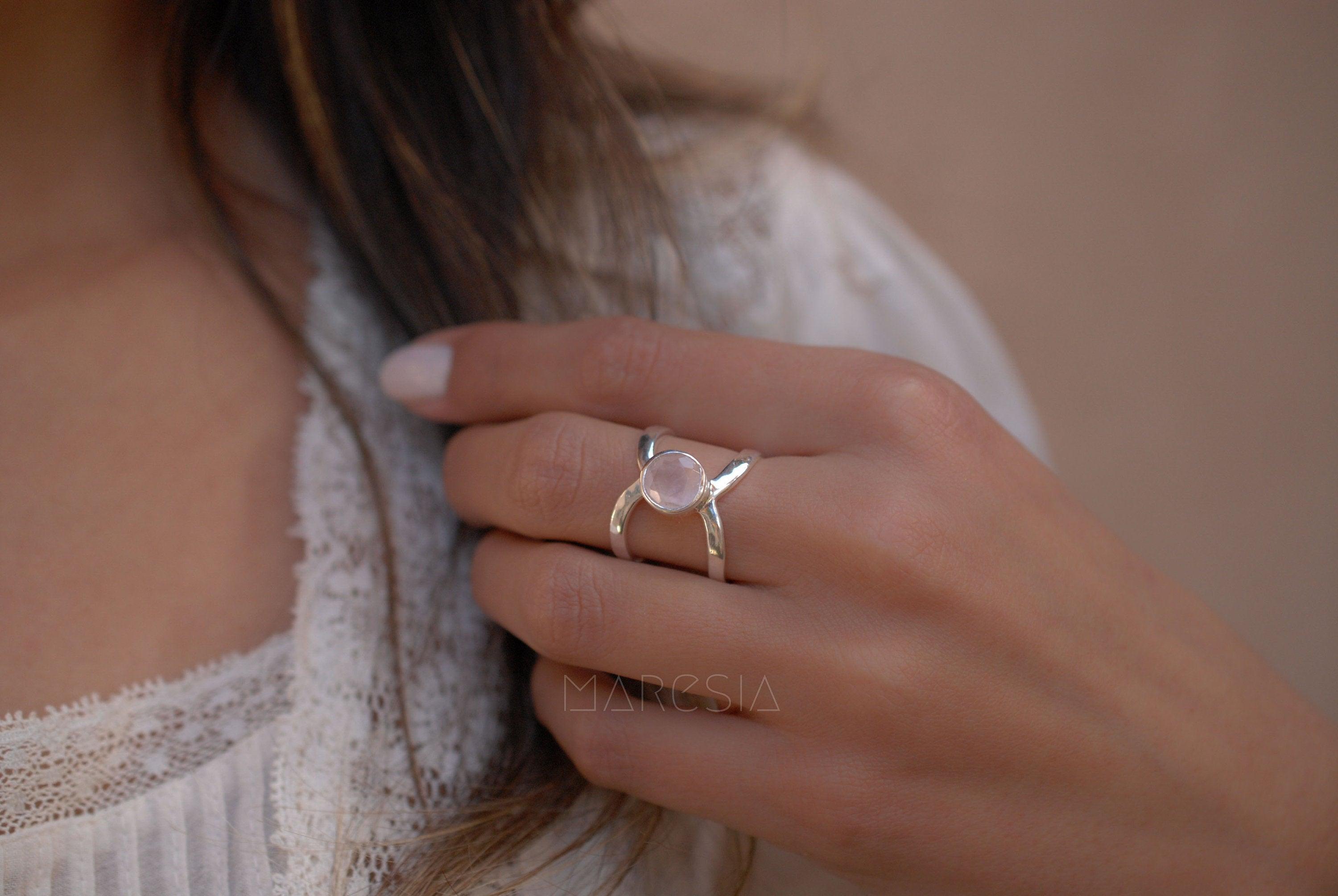 Rose Quartz Ring ~Sterling Silver 925 ~ MR005 - Maresia Jewelry