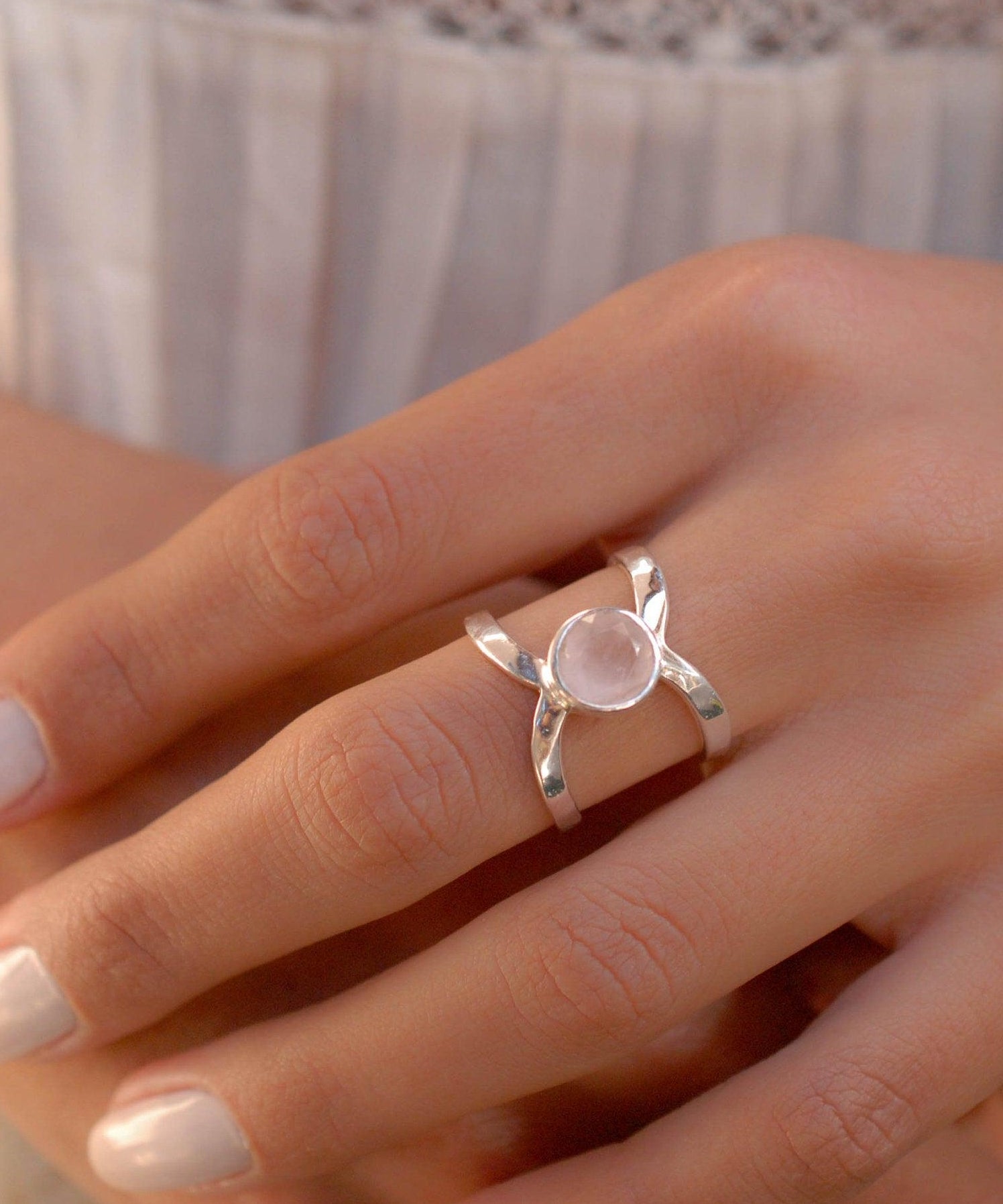 Rose Quartz Ring ~Sterling Silver 925 ~ MR005 - Maresia Jewelry