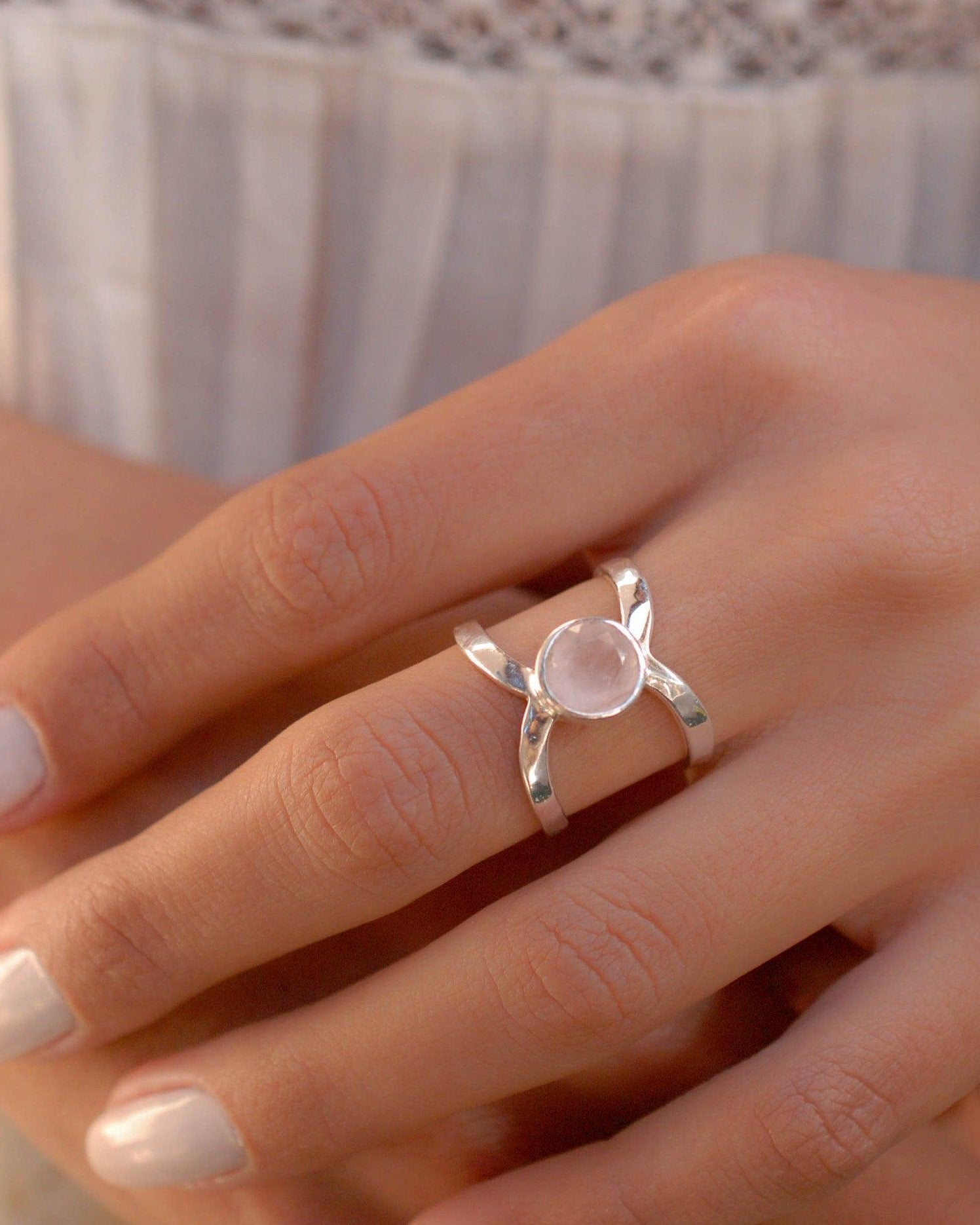 Rose Quartz Ring ~Sterling Silver 925 ~ MR005 - Maresia Jewelry