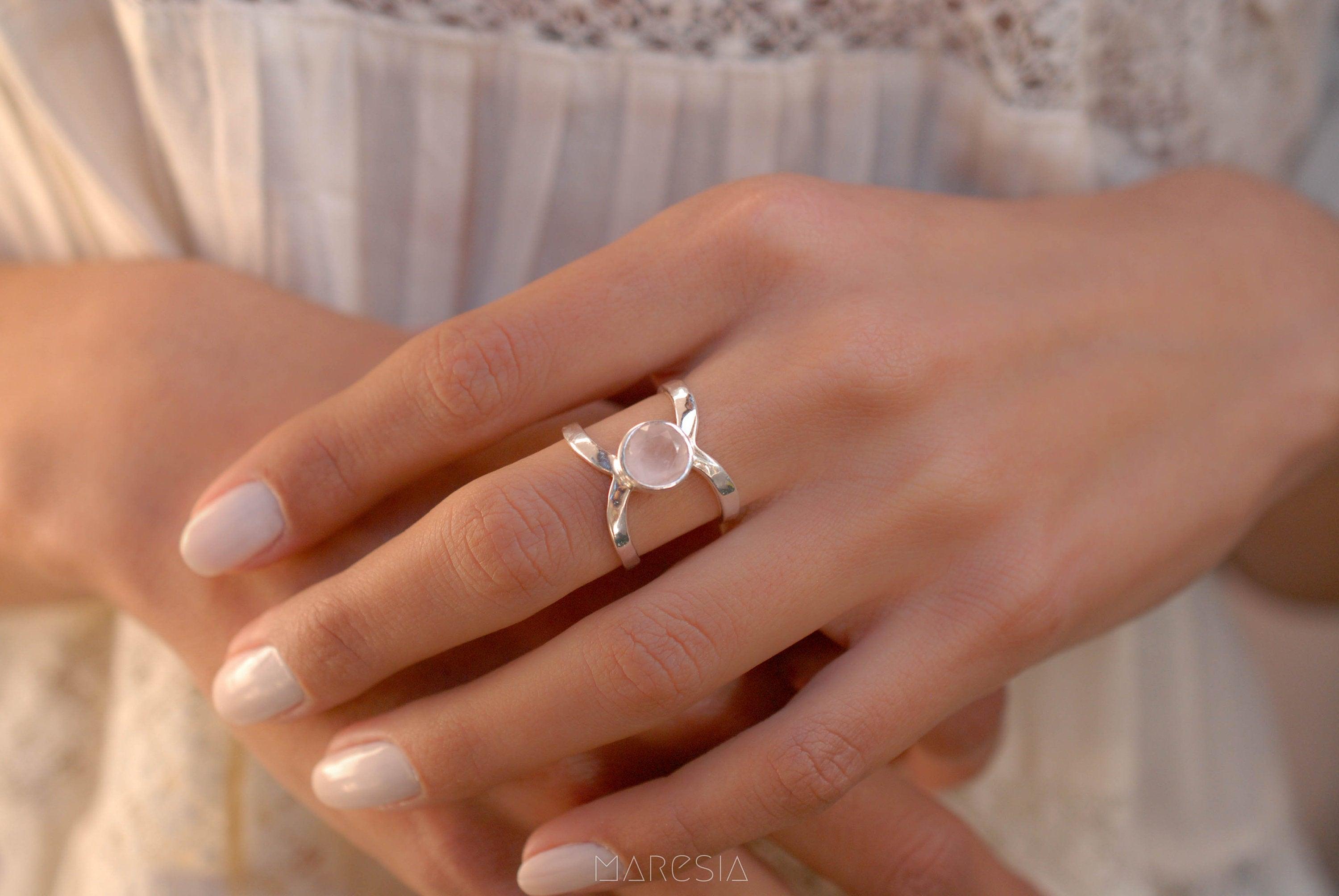 Rose Quartz Ring ~Sterling Silver 925 ~ MR005 - Maresia Jewelry