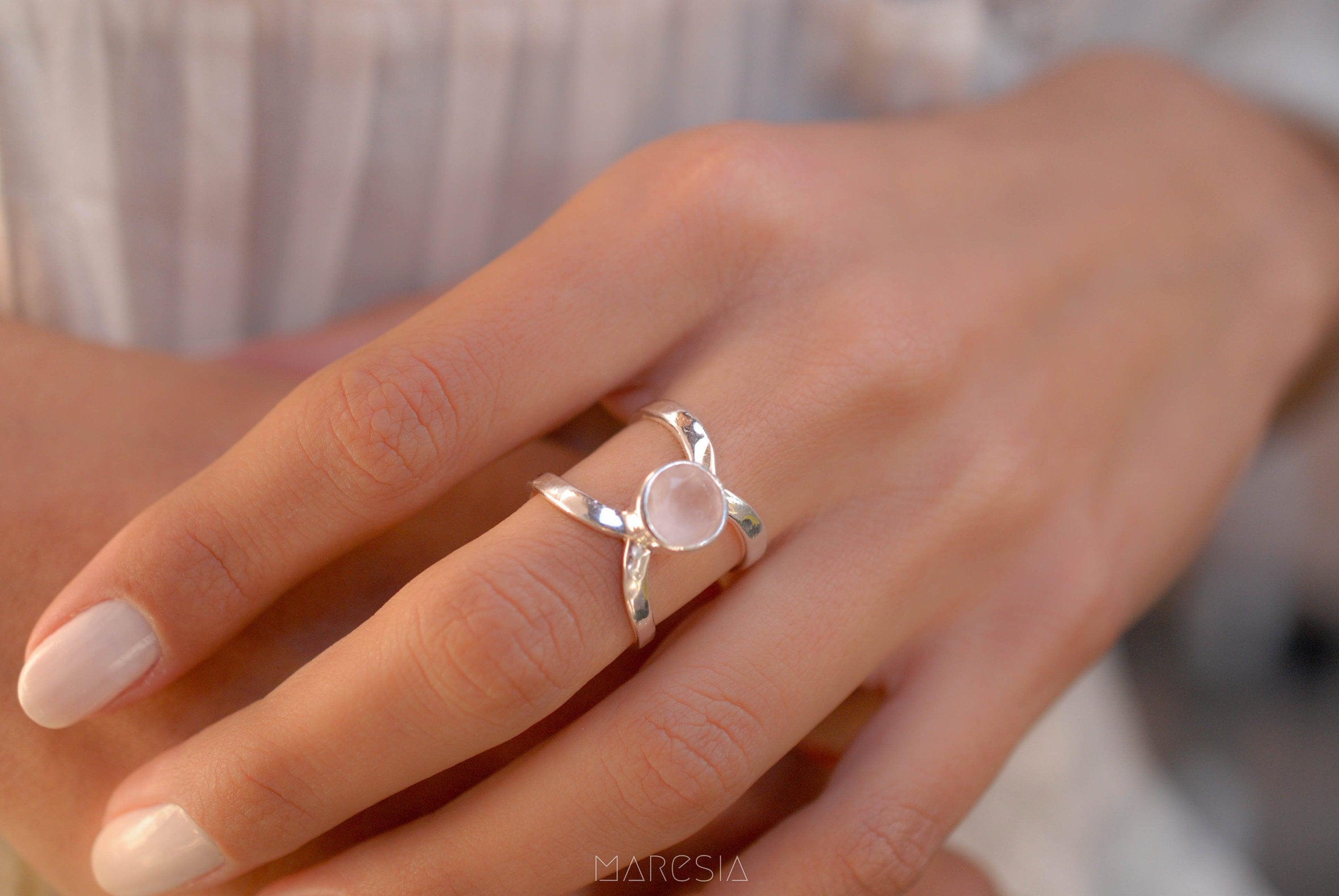 Rose Quartz Ring ~Sterling Silver 925 ~ MR005 - Maresia Jewelry