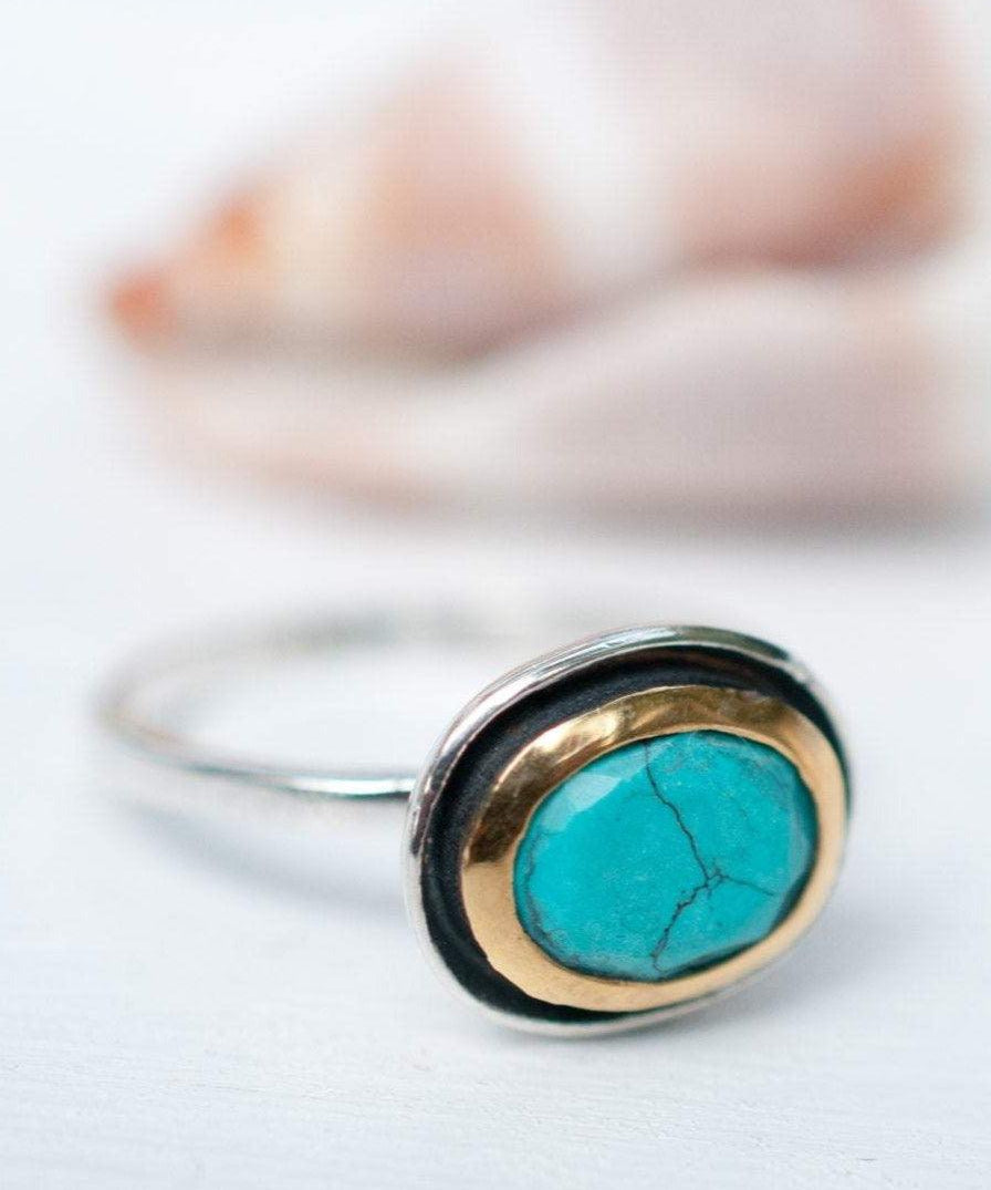 Howlite dyed Turquoise Ring ~ Sterling Silver 925 ~ MR041 - Maresia Jewelry