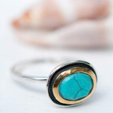 Howlite dyed Turquoise Ring ~ Sterling Silver 925 ~ MR041 - Maresia Jewelry