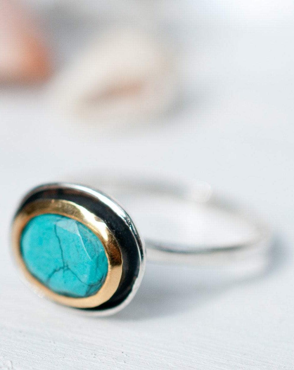 Howlite dyed Turquoise Ring ~ Sterling Silver 925 ~ MR041 - Maresia Jewelry