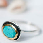 Howlite dyed Turquoise Ring ~ Sterling Silver 925 ~ MR041 - Maresia Jewelry