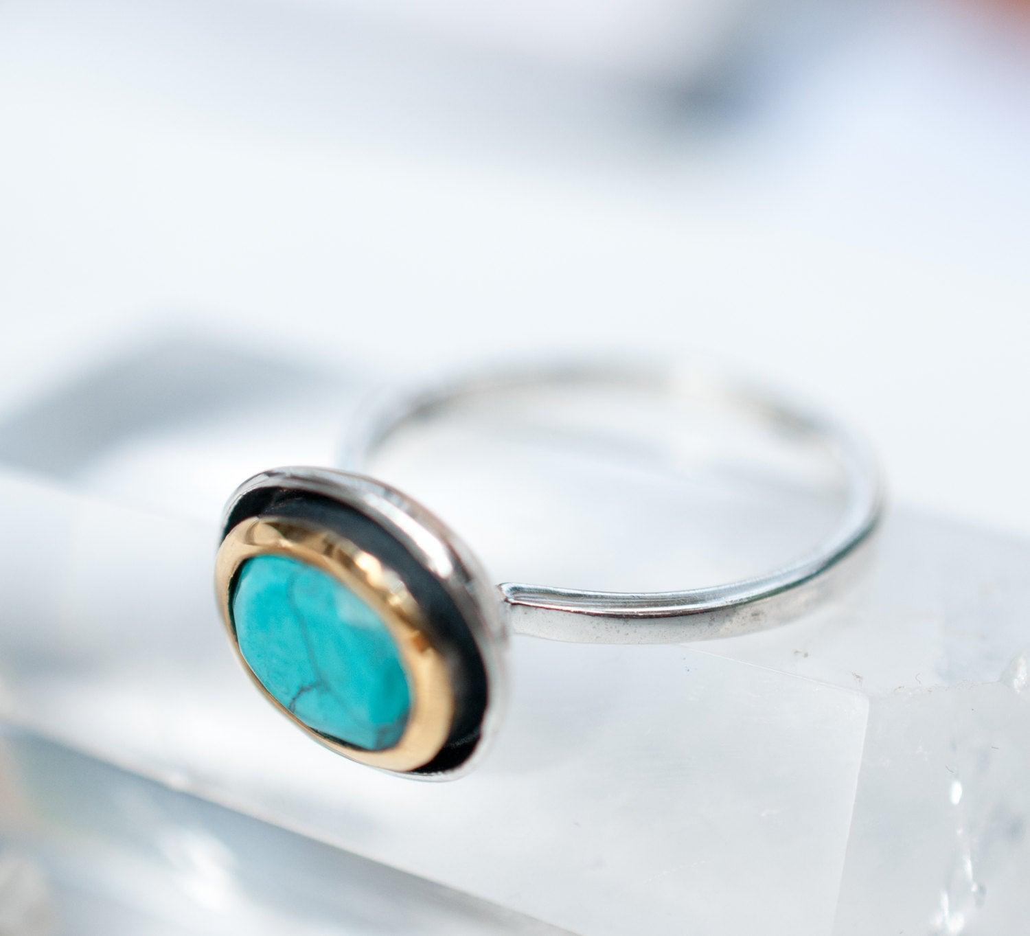 Howlite dyed Turquoise Ring ~ Sterling Silver 925 ~ MR041 - Maresia Jewelry