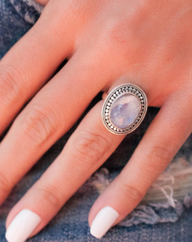Moonstone Ring ~ Sterling Silver 925 ~ MR031 - Maresia Jewelry