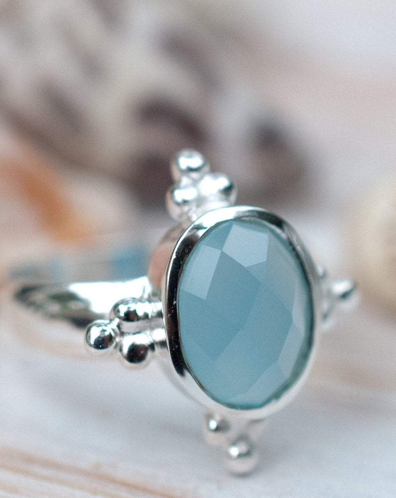 Blue Chalcedony Ring ~ Sterling Silver 925 ~ MR052 - Maresia Jewelry