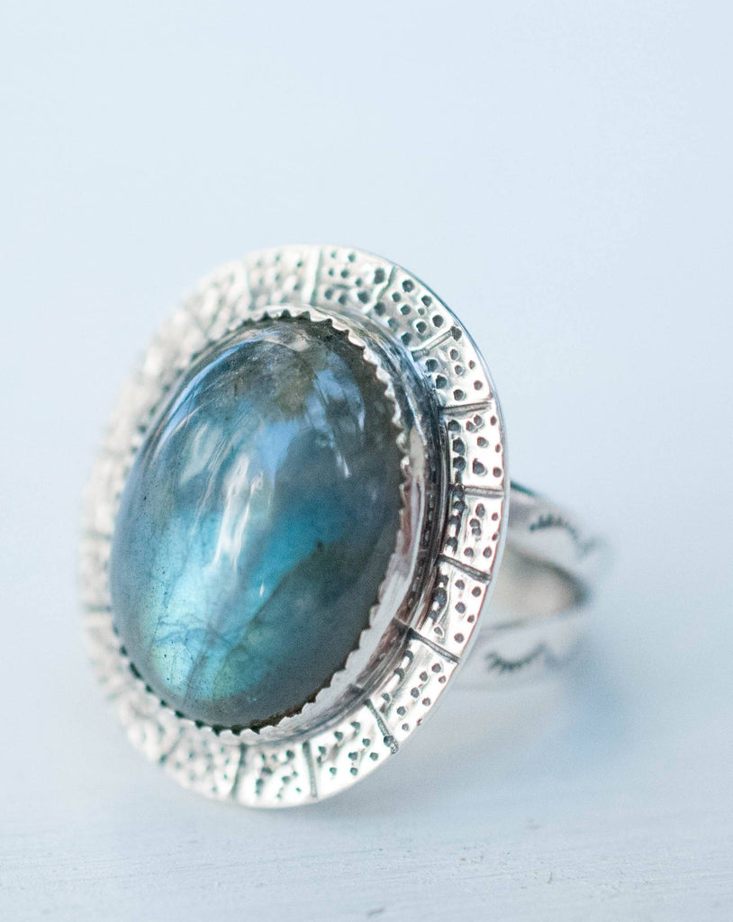 Rainbow Labradorite Ring  ~ Sterling Silver 925 ~MR059 - Maresia Jewelry