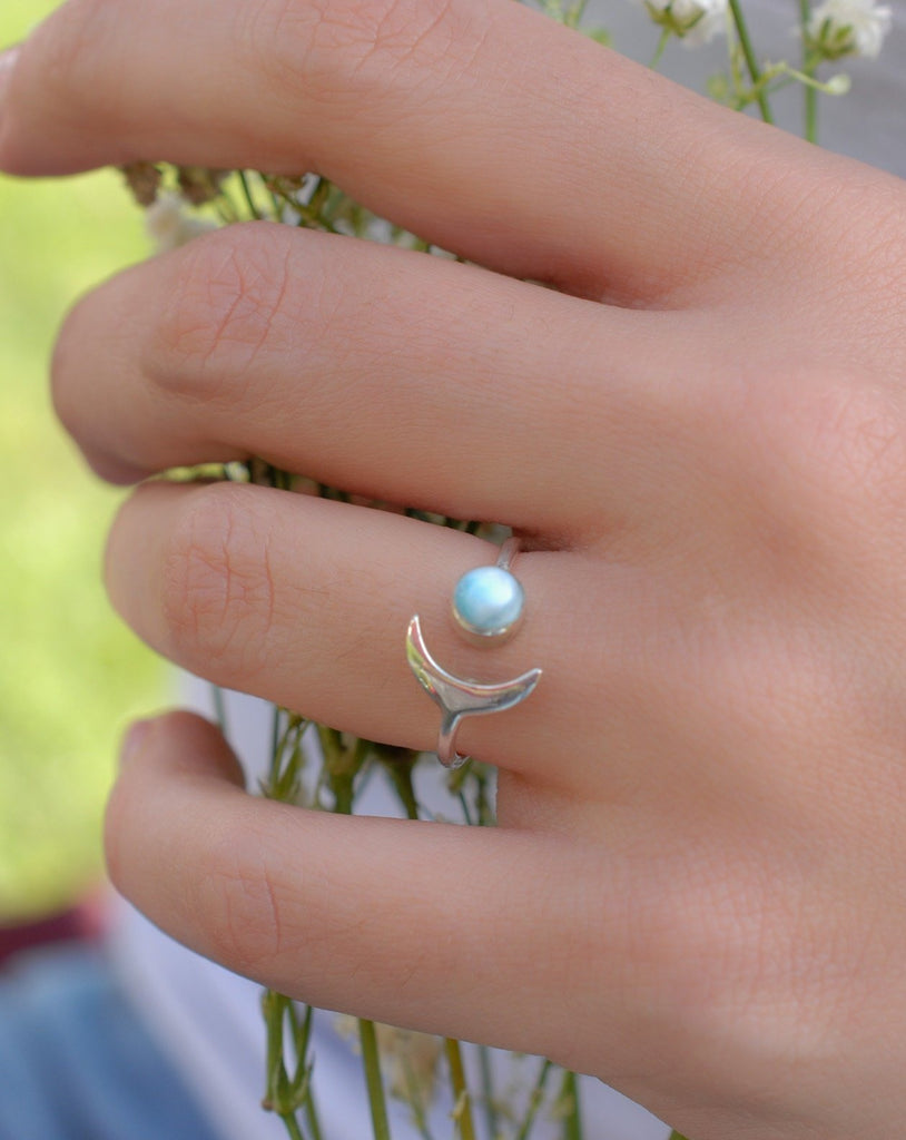 Larimar Moon Ring ~ Sterling Silver 925 ~ MR131 - Maresia Jewelry