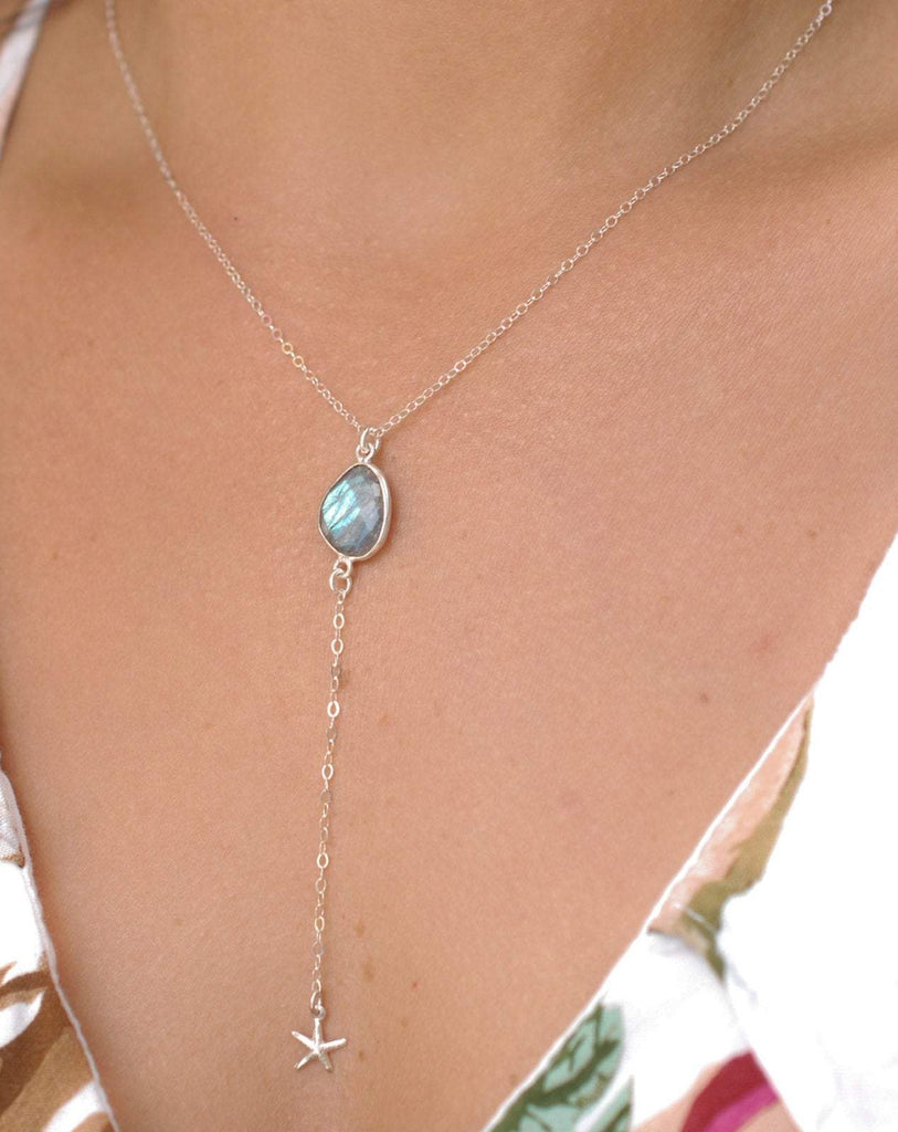 Labradorite Y Necklace ~ Sterling Silver 925 - Maresia Jewelry
