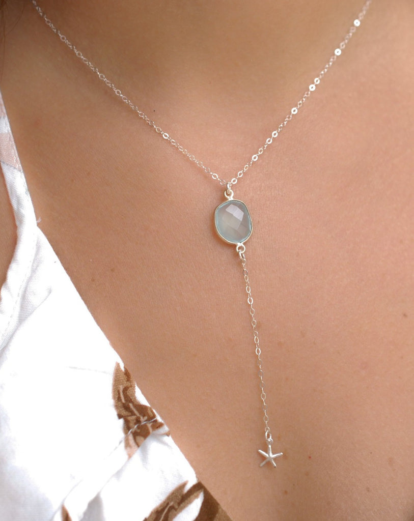 Teal Chalcedony Necklace ~ Sterling Silver 925 - Maresia Jewelry