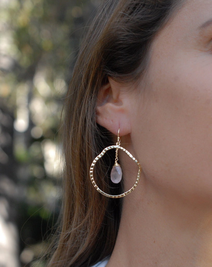 Rose Quartz Earrings ~18k Gold Plated ~ ME017 - Maresia Jewelry