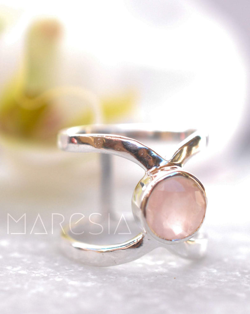 Rose Quartz Ring ~Sterling Silver 925 ~ MR005 - Maresia Jewelry