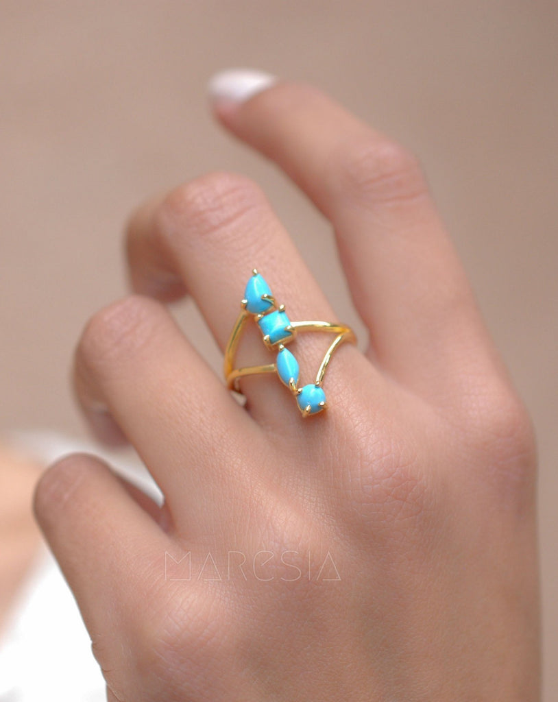 Turquoise Ring ~ 18k Gold Plated ~ MR025A - Maresia Jewelry
