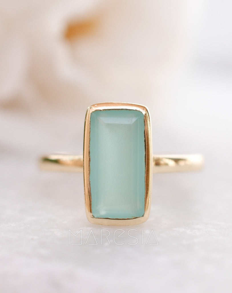 Aqua Chalcedony Gold Ring ~18k Gold Plated ~ MR014A - Maresia Jewelry