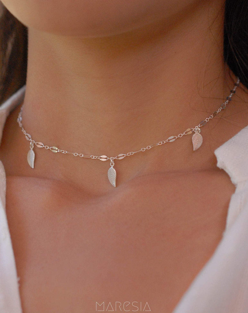 Leaf Choker ~ Sterling Silver 925 or Gold Filled - Maresia Jewelry
