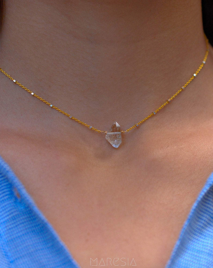 Herkimer Diamond necklace~ Gold Vermeil & Sterling Silver - Maresia Jewelry