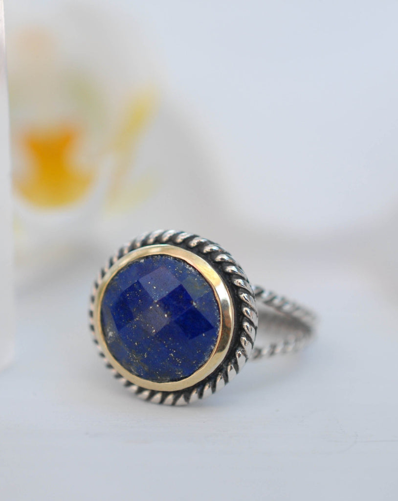 Lapis Lazuli Ring ~ Sterling Silver 925 and Gold Vermeil ~MR169 - Maresia Jewelry