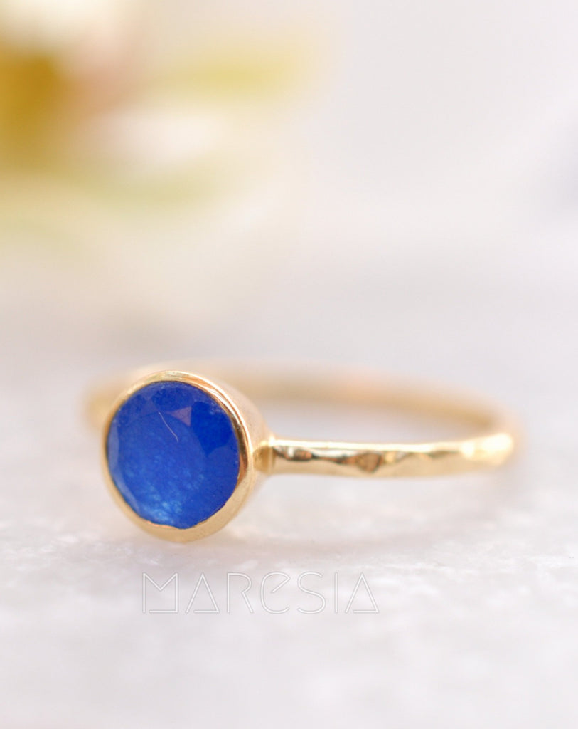 Blue Jade Ring  ~ Gold Plated ~ MR100A - Maresia Jewelry