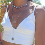 Labradorite or Moonstone Triangle Long Necklace~ Sterling Silver 925 or Gold Filled ~ Handmade ~ Bohemian ~ Gypsy ~Boho ~Necklace MN002