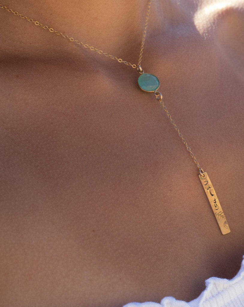 Lariat Hand Stamped Necklace ~ Sterling Silver 925 & Gold Filled - Maresia Jewelry