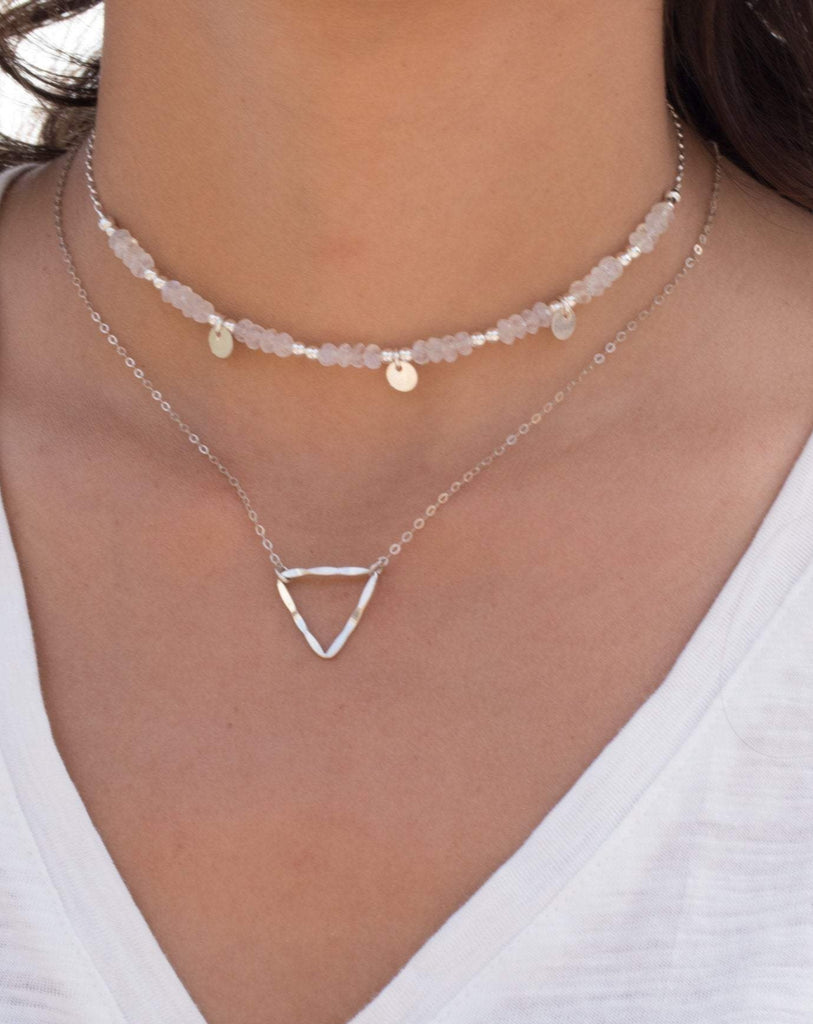 Triangle  Necklace Choker ~Sterling Silver 925 - Maresia Jewelry