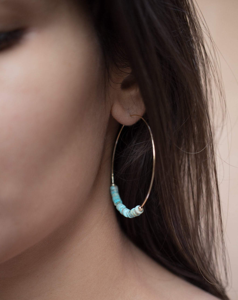 Turquoise Hoop Earrings ~ 14k Gold Filled or Sterling Silver ~ ME056 - Maresia Jewelry