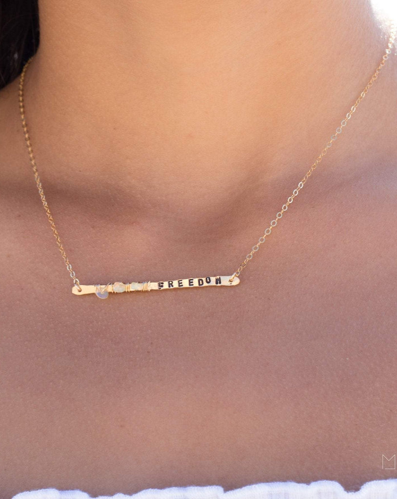 Hand Stamped Bar Necklace ~ Sterling Silver 925 & Gold Filled - Maresia Jewelry