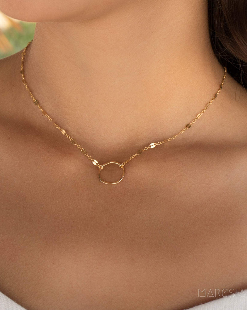 Circle Necklace Choker ~14k Gold Filled or Sterling Silver ~ MN005 - Maresia Jewelry