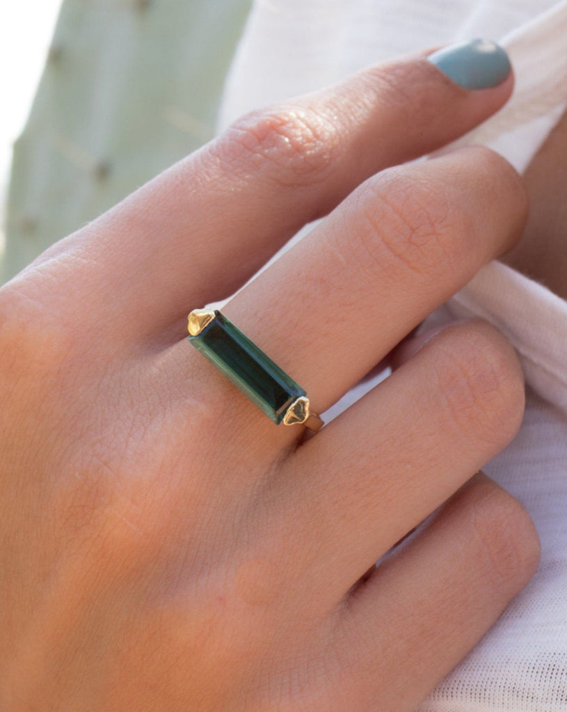 Green Tourmaline Hydro Ring ~ 18k Gold Plated ~ MR164 - Maresia Jewelry
