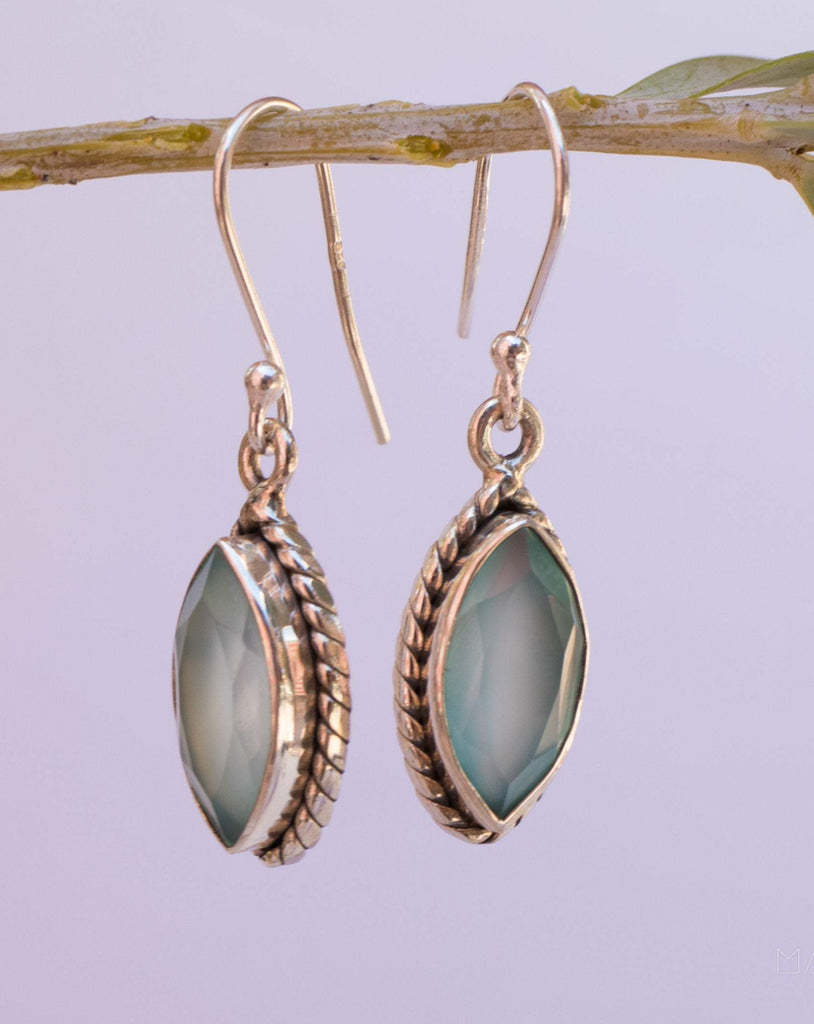 Aqua Chalcedony Earrings~ Sterling Silver 925 - Maresia Jewelry