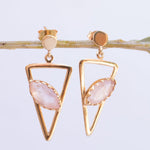 Aqua Chalcedony, Ruby, Blue Chalcedony, Rose quartz Triangle Earrings ~Gold Vermeil (Gold Plated over Sterling Silver)~ ME061 - Maresia Jewelry