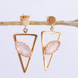 Aqua Chalcedony, Ruby, Blue Chalcedony, Rose quartz Triangle Earrings ~Gold Vermeil (Gold Plated over Sterling Silver)~ ME061 - Maresia Jewelry